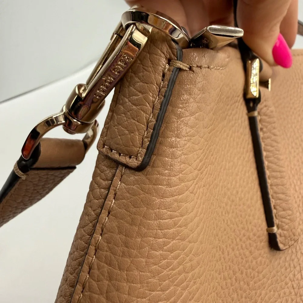 Kate Spade Satchel Small Beige Pebbled Leather Crossbody Minimalist Luxury Bag